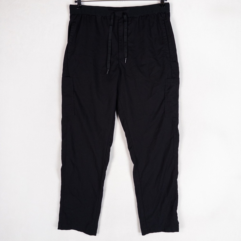 Roth Wear Mens Scrub Pants L Black Cargo Drawstring Medical Nursing Stretch